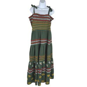 Oliphant Noelani Dress Womens XL Sleeveless Green Embroidered NWT‎ DR-1751